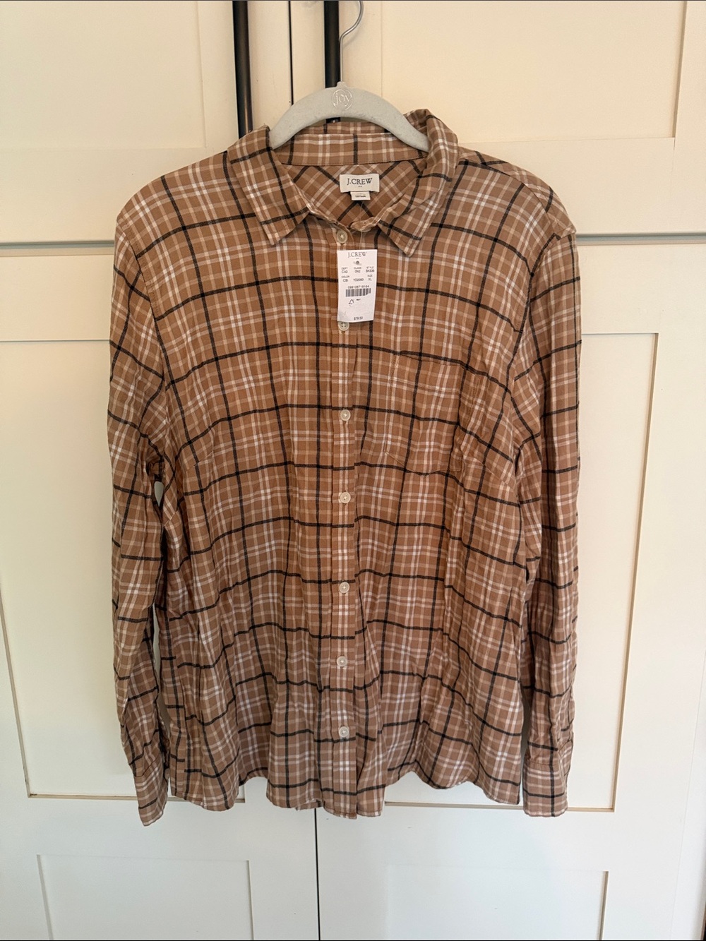 J. Crew Tan Plaid Cotton Button-Down Shirt - Picture 10 of 10